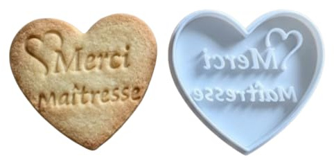 Emporte pièce Merci Maitresse pour biscuit - cadeau pour maitresse d'école - conçu et frabriqué en France