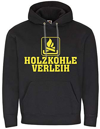 Hoodie Holzkohle Verleih Humor Kaminholz Brennstoff heizen verleihen Fun Firma Ruhrpott Lustig #10893, Größe:XL, Farbe:Schwarz