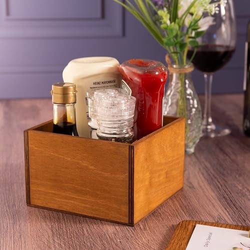 Chalkboards UK Square Condiment Holder, Wood, Dark Oak, 150 x 100 mm