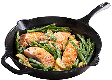 VICTORIA Bratpfanne Gusseisenpfanne Eingebrannte, Induction 30cm Geeignet für Feuer, Grill, Backofen, Ceranfeld, Gas, Cast Iron Skillet Cured, Toxic Free Non-Stick Kochgeschirr ohne PTFE oder PFOA