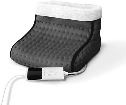 Wintem Scaldapiedi Elettrico 100W - 3 Temperature Regolabili, Timer 90 Minuti & Telecomando - Scalda Piedi Casa con Rivestimento Lavabile in Fleece e Lana, Comfort Rapido per Piedi Freddi