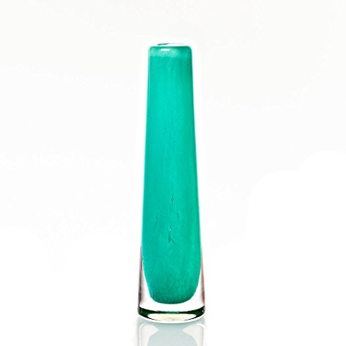 CRISTALICA Vase Blumenvase Stangenvase Solifleur Jade H 21 cm Handgeformtes Glas Jedes Stück EIN Tischdeko Hochzeitdeko Raumdekoration