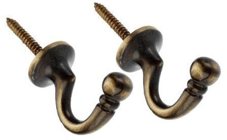 Swish Ball Metal Curtain Tie Back Hooks, Antique Brass, Medium, Pair by Swish