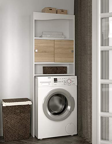 Symbiosis Wave Mensola sopra il Wc Bianco e Rovere Naturale 64,3x19,2x177 cm