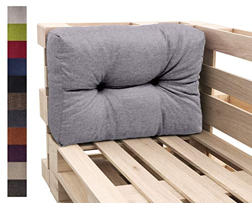 sunnypillow Palettenkissen Auflage Set für Europaletten Indoor und Outdoor Palettenpolster Palettensofa Kissen mit schöner Steppung viele Farben und Größen zur Auswahl Seitenkissen 60 x 40, Grau