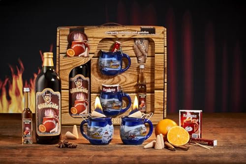 Feuerzangentasse Geschenkset, Schatzkiste, Blau/Winter - für Feuerzangenbowle