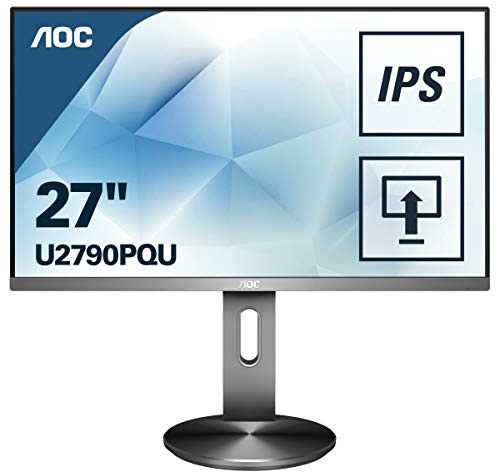 AOC U2790PQU - 27 Zoll UHD Monitor, höhenverstellbar (3840x2460, 60 Hz, HDMI, DisplayPort, USB Hub) schwarz, Grau