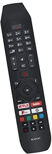 ALLIMITY 30100945 RC43141 Remote Control Replace for Hitachi Smart TV with Netflix Youtube Fplay Buttons 24HB21J65U 32HB26J61UA 43HB26T72U 50HB26T72UA 24HB21T65U 32HB26T61U 43HK25T74U 50HK25T74U