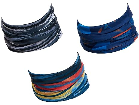 Hilltop 3x Motorrad Multifunktionstuch, Kopftuch, Halstuch, Bandana 3-er Set in ausgewählten Designs, Schlauchtuch für Damen und Herren, 3er Set:Fit for Fun