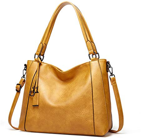 BUKESIYI Damen Tasche Handtasche Umhängetasche Schultertasche Frauen Kulturbeutel Weekender Klein PU Leder DE77141 Gelb