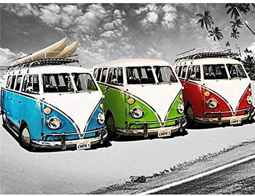 ZHXXFD Malen nach Zahlen Erwachsene Vintage Bus Auto 40x50cm Ohne Rahmen | paint by numbers Vintage Bus Auto