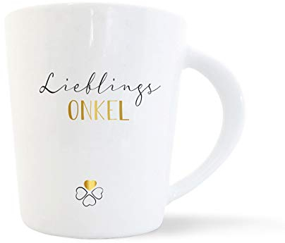 mintkind® Kaffeebecher Lieblingsonkel | Porzellan Kaffee Becher Tasse Weiß | Geschenk für den Onkel | Geburtstag, Ostern, Weihnachten | Geschenkidee Teetasse Porzellan-Tasse