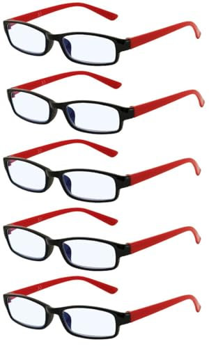 4sold The Reading Glasses Slim Readers Value 5 Pack Mens Womens Black Red +3.5