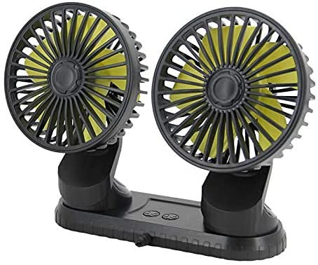 Queta Dual-Head Car Fan 5V Electric Auto Cooling Fan Vehicle Mounted USB Fan 3 Speed 360 Degree Rotatable Dual Head Car Fans Air Circulator for Car Dashboard Home Office