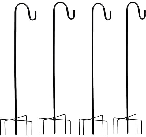 XVZ Shepherds Hook Confezione da 4 ganci regolabili Shepherd Hook, da 38 pollici super strong Metal Garden Shepherd Hooks per appendere casette per uccelli, vasi, lanterne, decorazioni per matrimoni