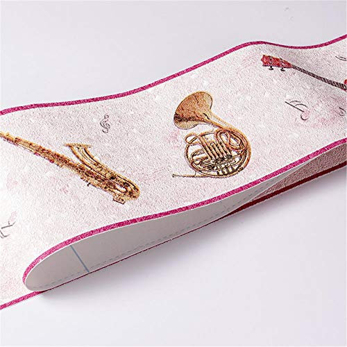 Tapetenbordüre selbstklebend Lila Musikinstrument Badezimmer Wohnzimmer Küche Abnehmbare Taille Wandtattoo Wasserdicht Bodenleiste PVC Dekorative Bordüre 10.5cm X 500cm
