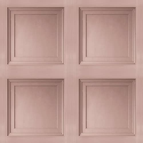 SOPHIE LAURENCE Wood Panel Effect Wallpaper Realistic Square Panelling Flat Finish 3D Wallpaper