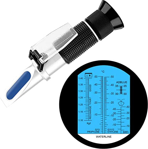 Antifreeze Refractometer 4-in-1 Coolant Refractometer Antifreeze Tester for Automobile Antifreeze System Diesel Exhaust Fluid, Battery Acid and Windshield Washer Fluid