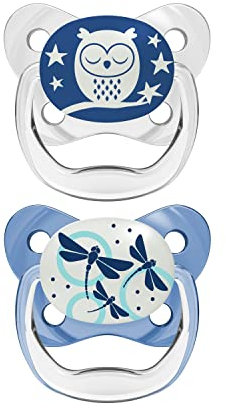 Dr. Brown's Prevent T1 Silikon-Schnuller für die Nacht, 0-6 Monate, Blau, 2 Stück