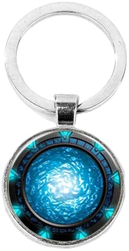 ZEIA3 Beliebter Stargate Portal Schlüsselanhänger SGA Portal Stargate Atlantis Kunstbild Glas Cabochon Autotasche Schlüsselanhänger Metall Anhänger Schlüsselanhänger, silber, 25