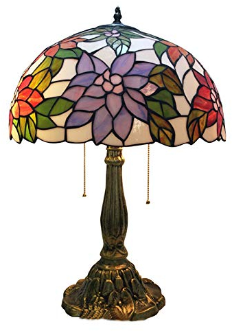 CAPXXIN Tiffany-Lampe Tischlampe Bunte Buntglaskuppel mit Zugkettenschalter Arbeitsleuchte Schreibtisch Nachtlicht Zinksockel für Wohnzimmer Schlafzimmer Couchtisch -(16“B x 22,8”H)-Typ D2 Needed
