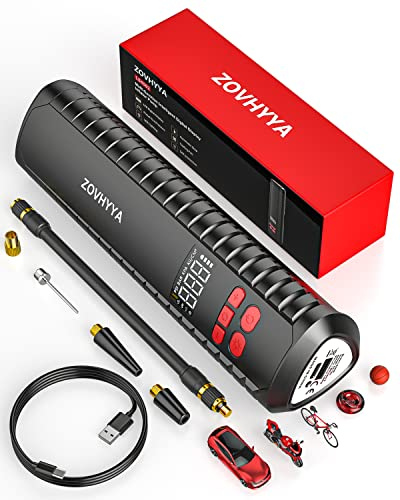 ZOVHYYA Fahrradpumpe Elektrische 4500mAh Luftpumpe Elektrische 150PSI Akku Luftpumpe Vier Luftdruckeinheiten 5 Modi Mini Kompressor USB Typ-C-Eingang Digitalem LED-Licht für Auto Motorrad Ball usw