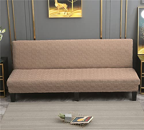 KLZUOPT Luxus-Sofa-Schonbezüge Futon-Bezug für armloses Schlafsofa, Stretch, armloser Sofabezug, Spandex-Jacquard-Muster, elastische Funktion für klappbares Schlafsofa, Kaffee, groß, 190–225 cm