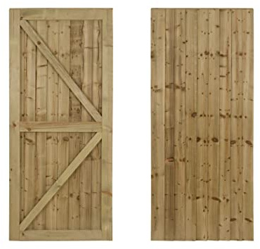 Featheredge Wooden Garden and Side Gates, Fully Framed and Capped (v2)(H-1800, W-950, Natural (Light Green) Finish)