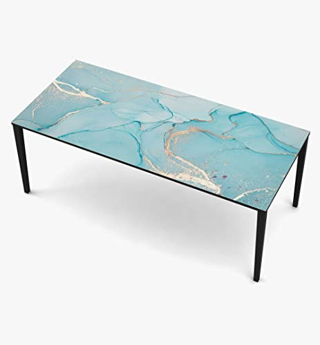 MyMaxxi - Selbstklebende Tischfolie Marmor Eisplatten blau kompatibel mit IKEA Lacktisch Steine Mauer Farbverlauf Mauerziegel Möbelfolie Aufkleber - blasenfrei zu verkleben, 100 x 200cm