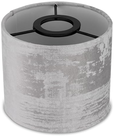 REV Abat-jour en aspect vintage pour lampe de table, suspension et sur pied, diamètre 14 cm, rond, gris