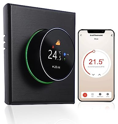 Decdeal Termostato Inteligente WiFi Regulador de Temperatura Control Botón Programable Semanal/APP Móvil/Control de Voz Compatible con Alexa/Google Home, para Caldera de Agua/Gas 5A
