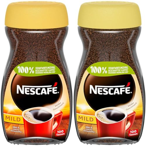 NESCAFÉ CLASSIC Mild, löslicher Bohnenkaffee aus mitteldunkel gerösteten Kaffeebohnen, milder Geschmack & intensives Aroma, koffeinhaltig, 2er Pack (1 x 200g)