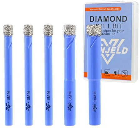 Dry Diamond Drill Bits Set - 6/6/6/8/10mm 5Pcs Tile Hole Saw Kit for Ceramic Porcelain Tile Marble Granite - Round Shank with Storage Case VENJELD