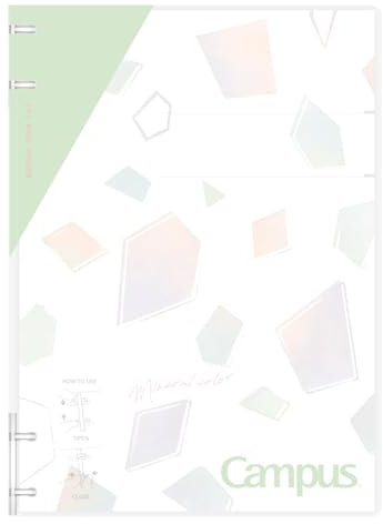 Kokuyo Campus Refillable Notebook, B5 2x2 Slim Ring Binder Notebook with Customizable Title Page, 40 Sheets Capacity. Suitable for 26 Holes Loose Leaf Paper, Mineral Pistachio Green (Le-NP704-L1LG)