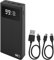 EMOS Power Bank BetaQ 20000 mAh, 22,5 W, Quick-Charge batteria esterna con passthrough e display, 3 uscite + 2 ingressi inclusi, cavo dati USB/USB-C, Auto ON/Off, nero