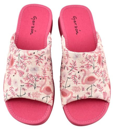 GARZON Garzón - Zapatillas de casa descubiertas con estampado en la pala 485199 Lona MUJER color: Mora talla: 37, 485199-37