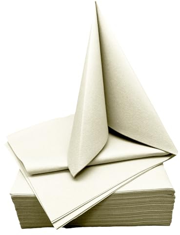 STAUBPIRAT Airlaid Servietten beige creme – 40 x 40 cm Dinner Serviette stoffähnlich - Gastro-Qualität - Tischdekoration für Geburtstag, Hochzeit, Feiern und Events