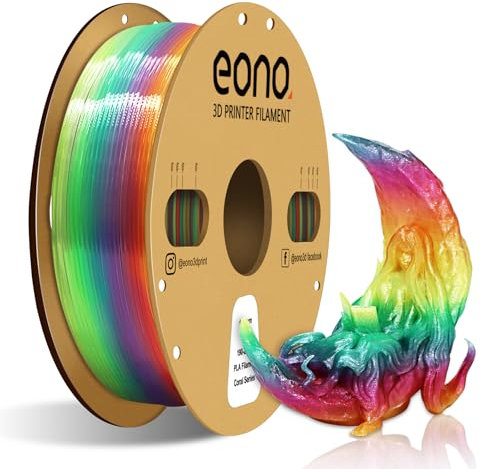 EONO Mehrfarbig Silk PLA Filament 1.75 mm für 3D Drucker Shiny Hochglanz 3D Drucker Filament 1,75 PLA 1kg(2,2lbs), Maßgenauigkeit +/- 0.03mm, Silk Koralle Regenbogen