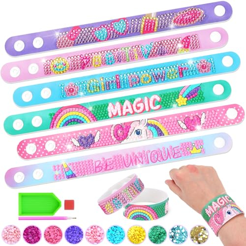 Geschenk Mädchen 6-8-10-11 Jahre Geschenkideen, Basteln Mädchen 5 7 9 12 Jahre Armbänder Selber Machen Einhorn Geschenke für Mädchen Spielzeug Diamond Painting Bastelset Kinder ab 6 Jahre Geburtstag