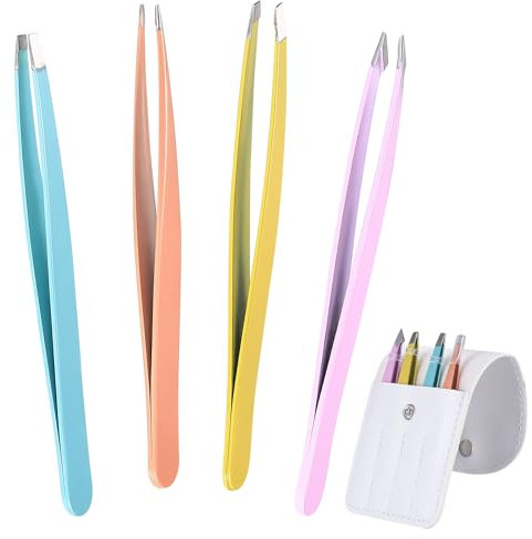 4 Pcs Pince a Epiler Professionnelle, Pince a Épiler, Pince a Epiler Poil Incarné, Pince à épiler Sourcils de Précision, Pinces à épiler en Acier Inox pour Femmes Hommes Points Noirs Poils Incarnés