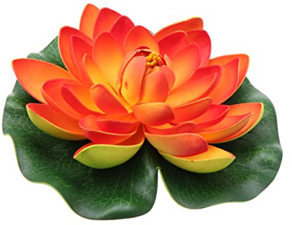 BCOATH 2stücke Künstliche Wasserlilie Orange Schwimmende Lotusblume Für Teich Garten Aquarien Dekoration Aus Hochwertigem Pflegeleicht Und Wetterbeständig Für Naturverbundene