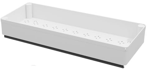 Glorlliant 1 Organizador de Armario Extraíble, Cajón Deslizante para Armario de Cocina, (40 cm X 13,5 cm X 5 cm), Cajón Deslizante Extensible, Sin Necesidad de Taladrar Ni Clavar (Blanco)