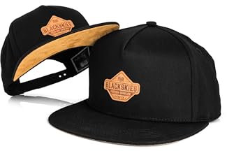 Blackskies® Essentials Snapback Cap - 2er-Set Eltern Kinder - Partnerlook Baseball Cap Mutter-Vater-Kind Geschenk Mini-Me Basecap Papa-Sohn & Mama-Tochter Schwarz-Schwarz-Beige - 49-54 cm