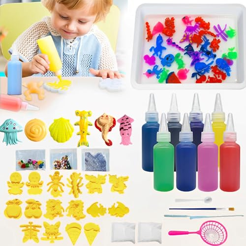 JIAMIAN Sensorisches Spielzeug Magische,DIY Magisches Wasser, GelHandmade Wasser Elf Kit,Doppelseitige Form Angeln Spiel Set, Lernspielzeug für Kinder 3+ Mädchen(Zufälliges Pigment)