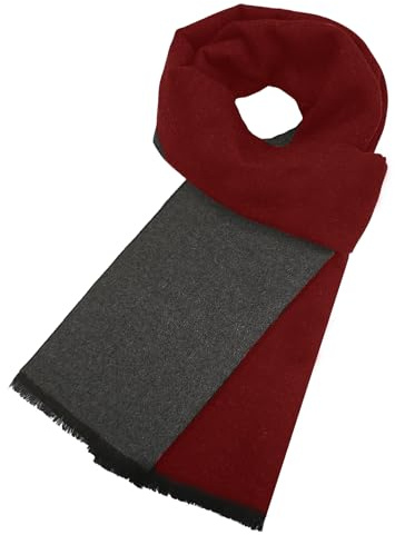 lifwimner Winter Schal für Herren, Classic Halswärmer Männer 180x30 cm Herrenschal Winter, Warmer weicher Wollschal für den Winter Herbst(GrauRot)