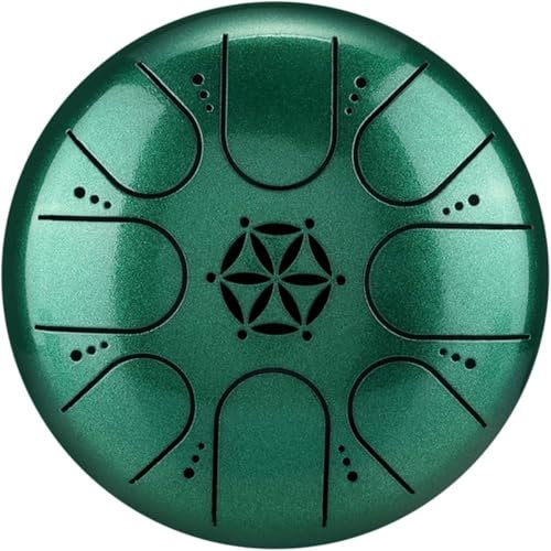 Regentrommel für den Garten, Stahlzungentrommel mit Tragetasche, 12,7 cm (5 Zoll) Handpan-Tanktrommel-Set, C-Dur-Zungentrommel, Instrument (grün)