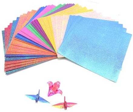 DEANKEJI 200 Stück Faltpapier, 15 x 15 cm Glitzer Papier, Bastelkarton 10 Farben Bastelpapier, Doppelseitig, Origami Papier, Scrapbooking Papieren für Origami Sterne, Papierkran, Flugzeuge, Tiere
