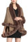LIUYUYOUGO Cape Damen Kunstpelz Wickelschal Stola Strickumhang Bolero Mit Pelzbesatz Übergroßer Strick Poncho Eleganter Weicher Warmer Wintermantel Für Hochzeit Braut Brautjungfer Abendparty Braun