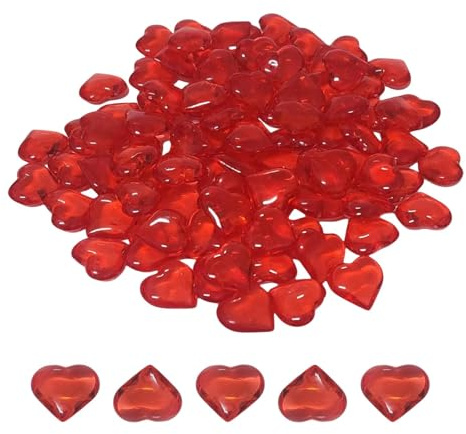 Edelsteine Herz, rote Herzsteine – 55 x Steine für Valentinstag, Acryl-Kristalle, Edelsteine für Valentinstag, Hochzeit, Dekoration für Geburtstagsfeiern, rem