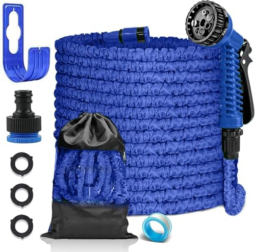 LINGKY Flexibler Gartenschlauch 15m, Wasserschlauch Flexibler mit 7 Funktionen Brause, Dehnbarer Garden Hose flexiSchlauch für Gartenbewässerung, Haustier, Autowäsche